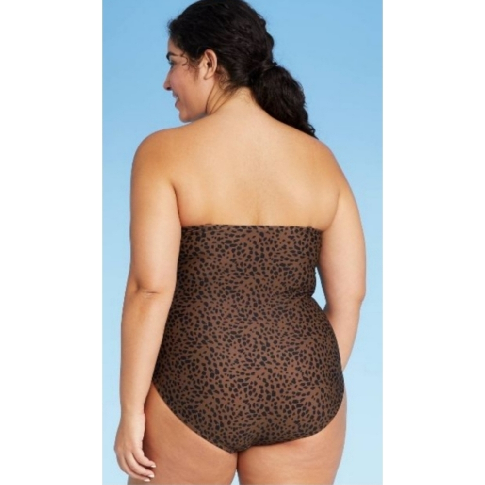 NEW Kona Sol Bandeau Flounce High Coverage One Piece Swimsuit - Picture 8 of 16